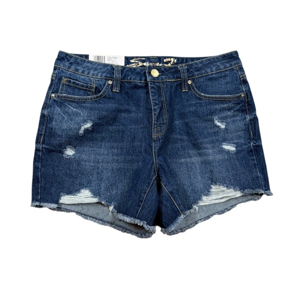 Seven7 Women's Gloss Denim Frayed Hem Slim Fit Weekend Short Size 8 NWT